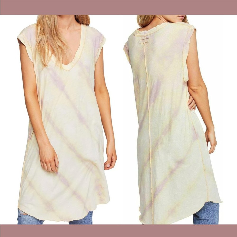 NWT $88 We the Free [ Small‎ ] Breezy Point Tunic Blouse Dress in Tie Dye